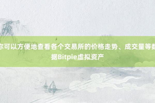 你可以方便地查看各个交易所的价格走势、成交量等数据Bitpie虚拟资产