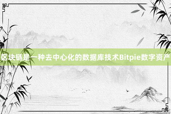 区块链是一种去中心化的数据库技术Bitpie数字资产