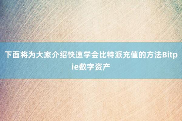 下面将为大家介绍快速学会比特派充值的方法Bitpie数字资产